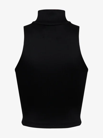 RHUDE RIBBED KNIT TURTLE NECK ZIP TOP