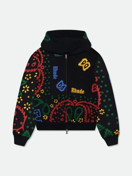 RHUDE BANDANA PRINT FULL-ZIP HOODIE