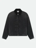 RHUDE DENIM LOGO SUEDE COLLAR WORK JACKET