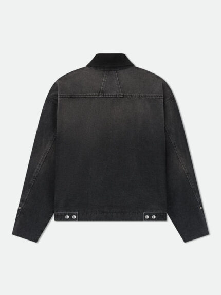 RHUDE DENIM LOGO SUEDE COLLAR WORK JACKET